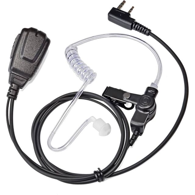 Oreillette de Radio de Surveillance avec Tube Acoustique à 2 Branches avec Microphone PTT et Ecouteur pour Kenwood